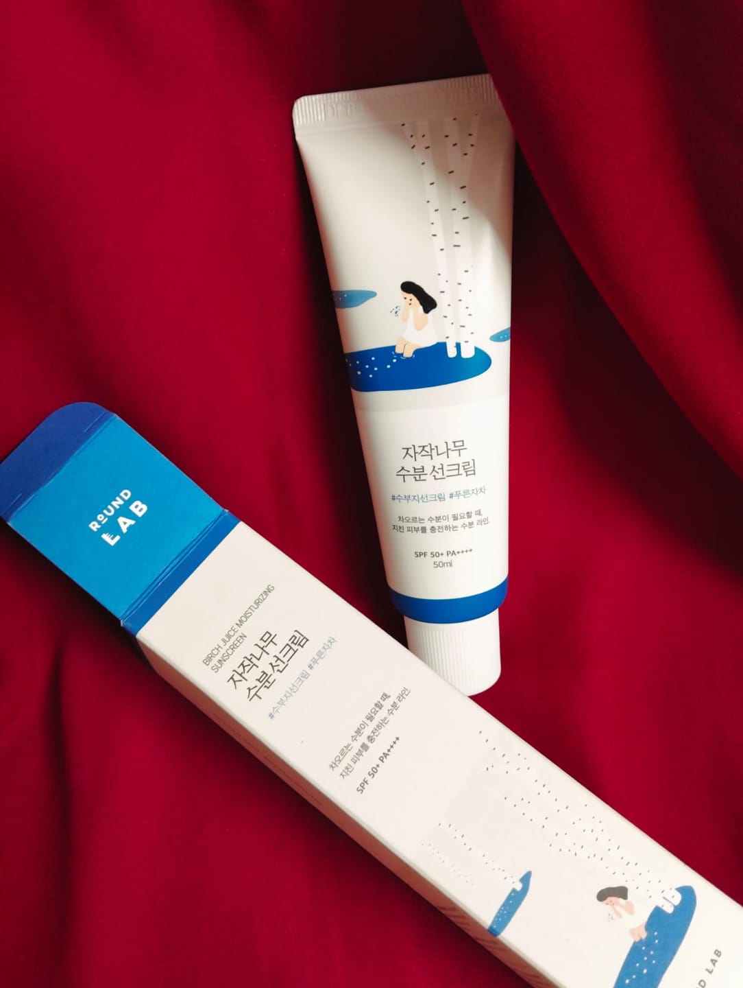 Customer photo review of Round Lab Brich Juice Moisturizing Suncream 50 ml