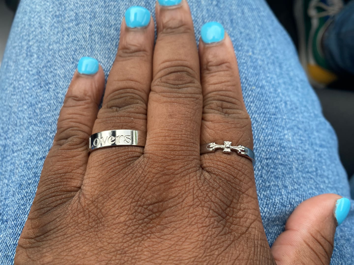 Customer photo review of Chrome Cross Ring Band