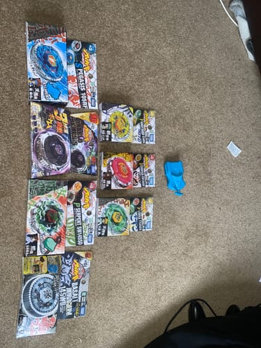 Customer photo review of Takara Tomy Beyblade Mystery Box (Metal Fusion / Fury / Masters) - 7 BEYBLADES + 2 ACCESSORIES!