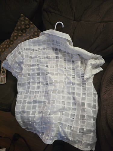 Customer photo review of Mens Plaid Sheer Short Sleeve Shirt SKUK95628