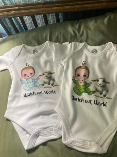 Customer photo review of The Lord is  my Shepherd Onesie