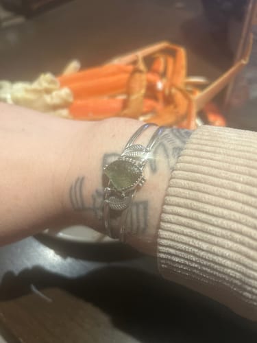 Customer photo review of Moldavite Cuff Bracelet Adjustable (.925 Sterling Silver)