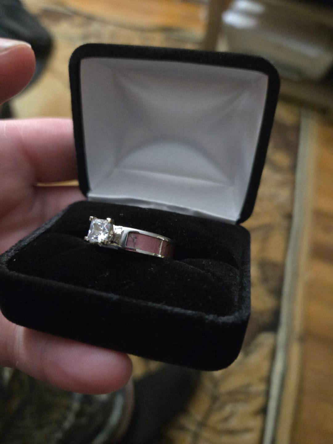 Customer photo review of Realtree AP Pink Engagement Ring - 1 CT