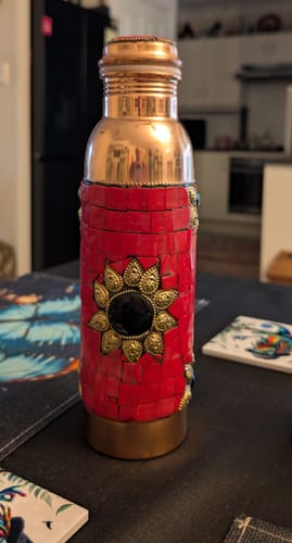 Customer photo review of Red Stone Work Copper Water Bottle