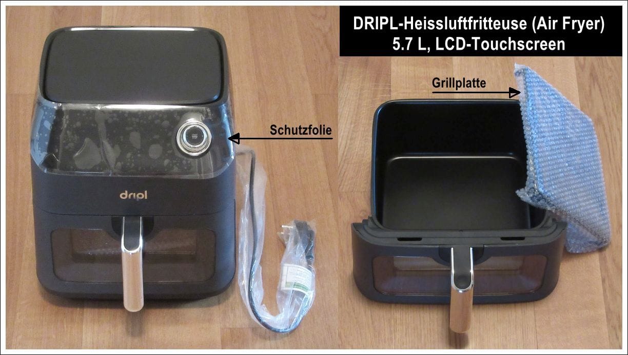 Customer photo review of Dripl Heißluftfritteuse 5,7L mit LCD Touchscreen