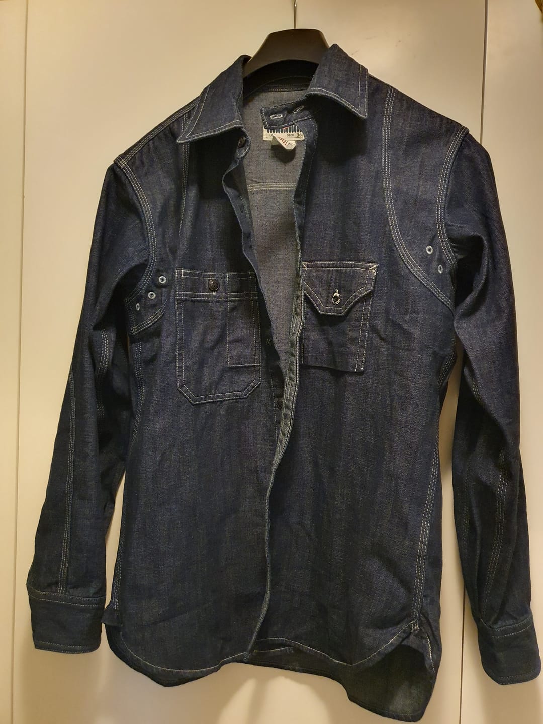 Customer photo review of 1933 Cigarette Pocket Denim Work Shirt