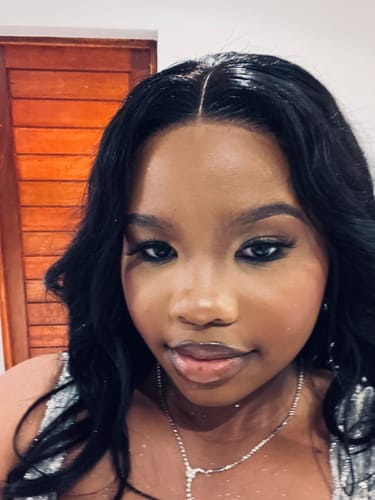 Customer photo review of Brazilian 4x4 Lace Wig Straight 16" and Zoe Water Wave Fringe