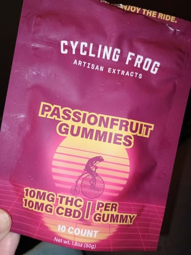 Customer photo review of Passionfruit Gummies, 10mg THC + 10mg CBD