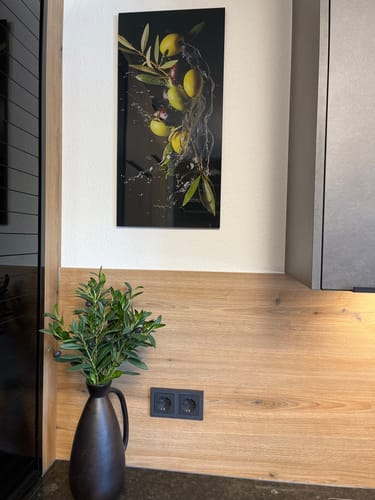 Customer photo review of Acrylglasbild | Oliven Splash | Hochformat