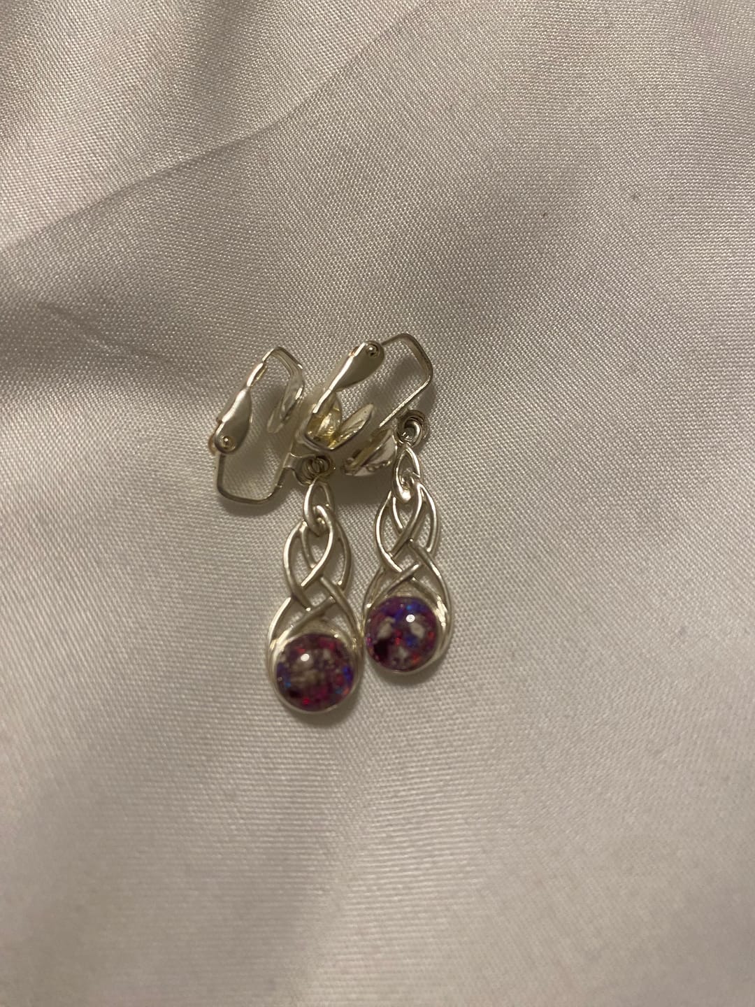 Customer photo review of Celtic Silver and Opal Earrings