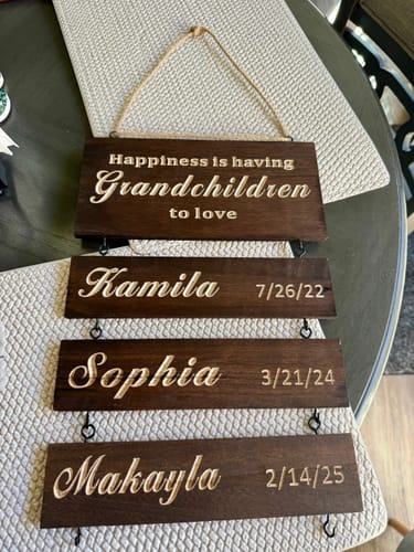 Customer photo review of Custom Name Slat (Engraved) - Add On For Existing Sign