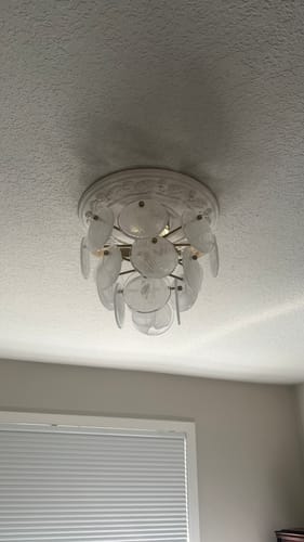 Customer photo review of Brass Tiered Opal Swirl Glass Semi Flush Chandelier