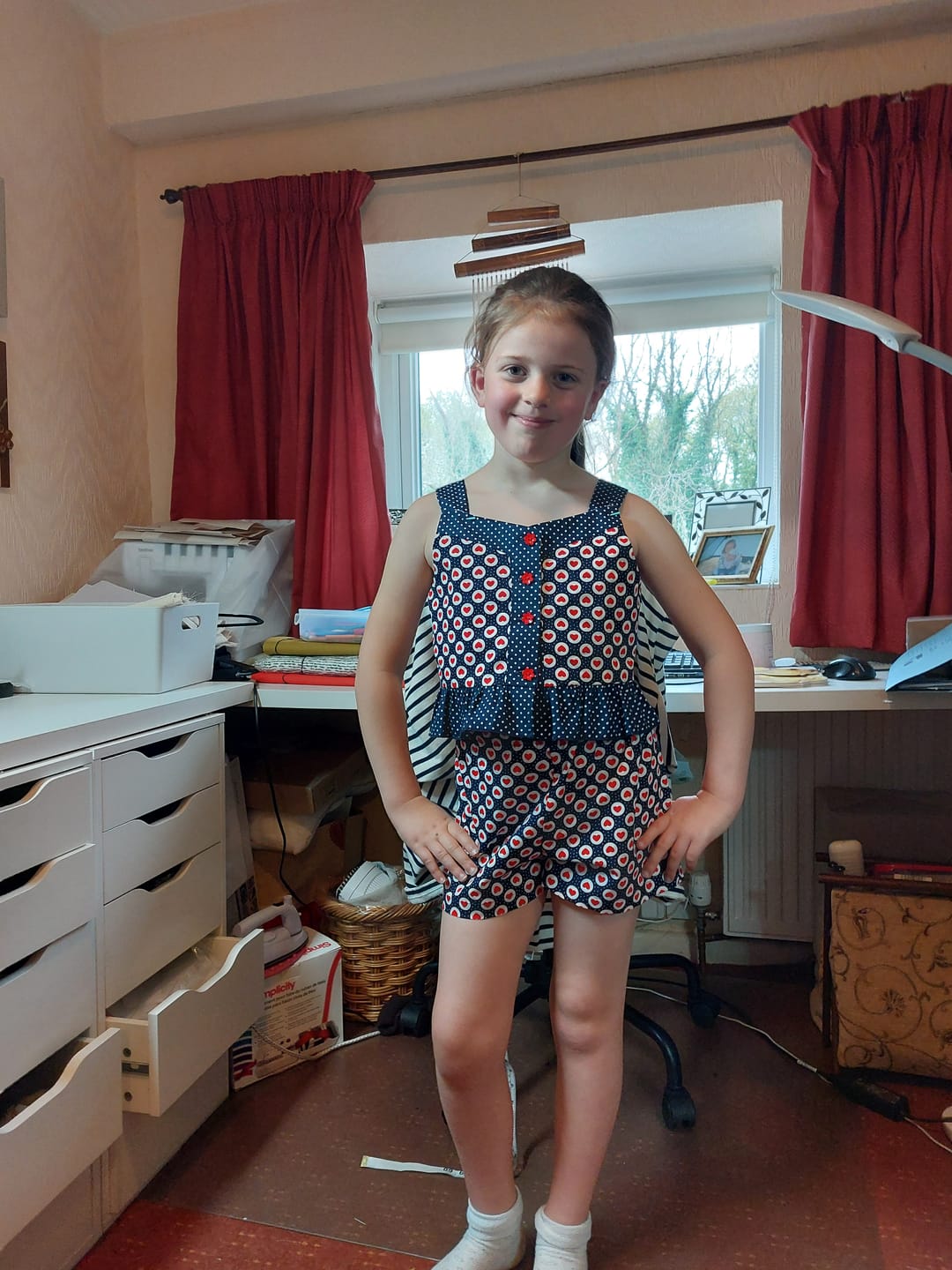Customer photo review of Hearts and Dots Rose & Hubble Cotton Poplin Fabric
