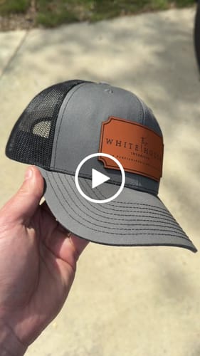Customer video review of Custom Leather Patch Hats Richardson 112 Laser Engraved