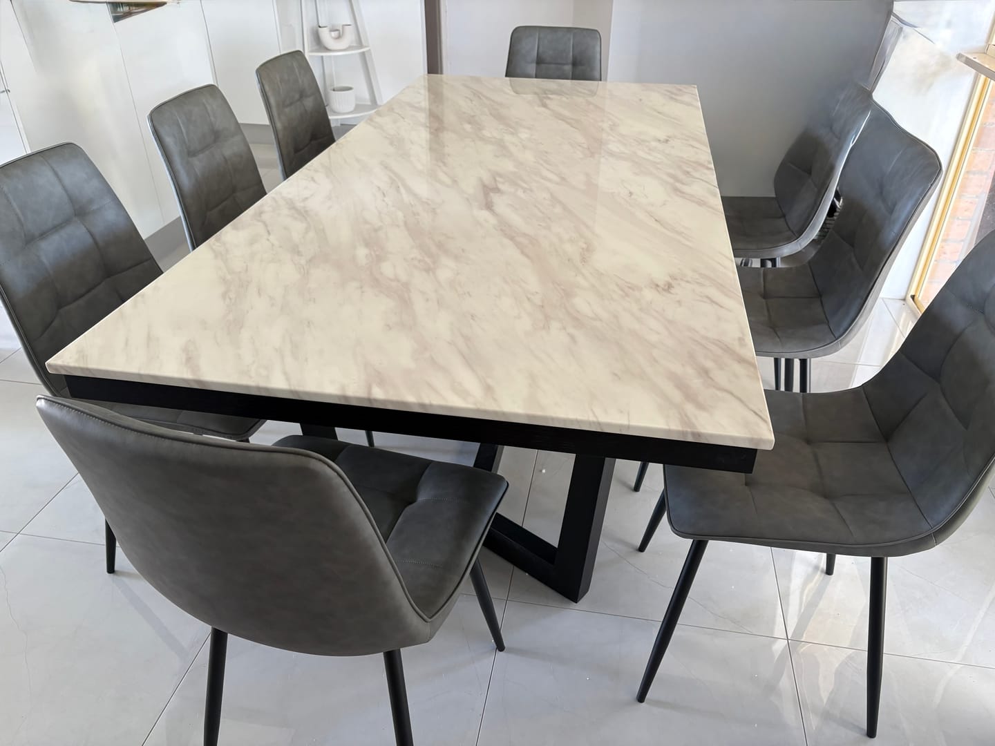 Customer photo review of Levede 4x PU leather Dining Chairs Kitchen Chair Grey Faux Leather
