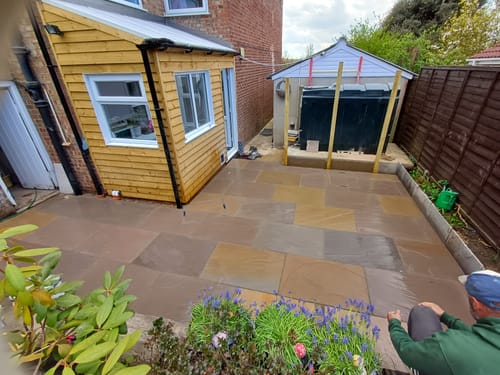 Customer photo review of Raj Green Indian Sandstone Paving - 900 x 600 x 22mm - Hand Cut & Riven