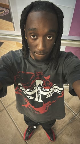 Customer photo review of Hellstar Studios Jesus Emblem Tee Grey