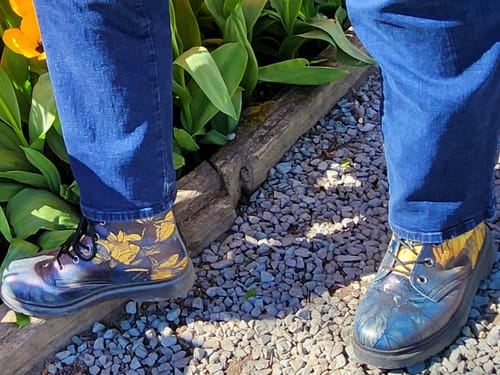Customer photo review of Midnight Maple Boots - Vegan Leather Doc-Style Boots with Durable Stitched on Soles