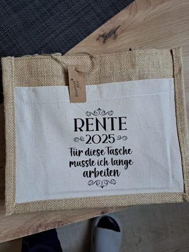 Customer photo review of Jutebeutel - Rente 2025