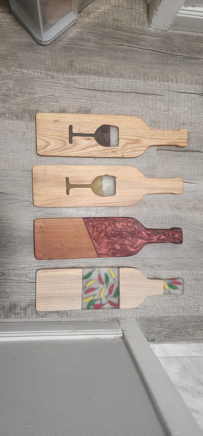 Customer photo review of 18x5" Wine Bottle Serving Board Acrylic Router Template