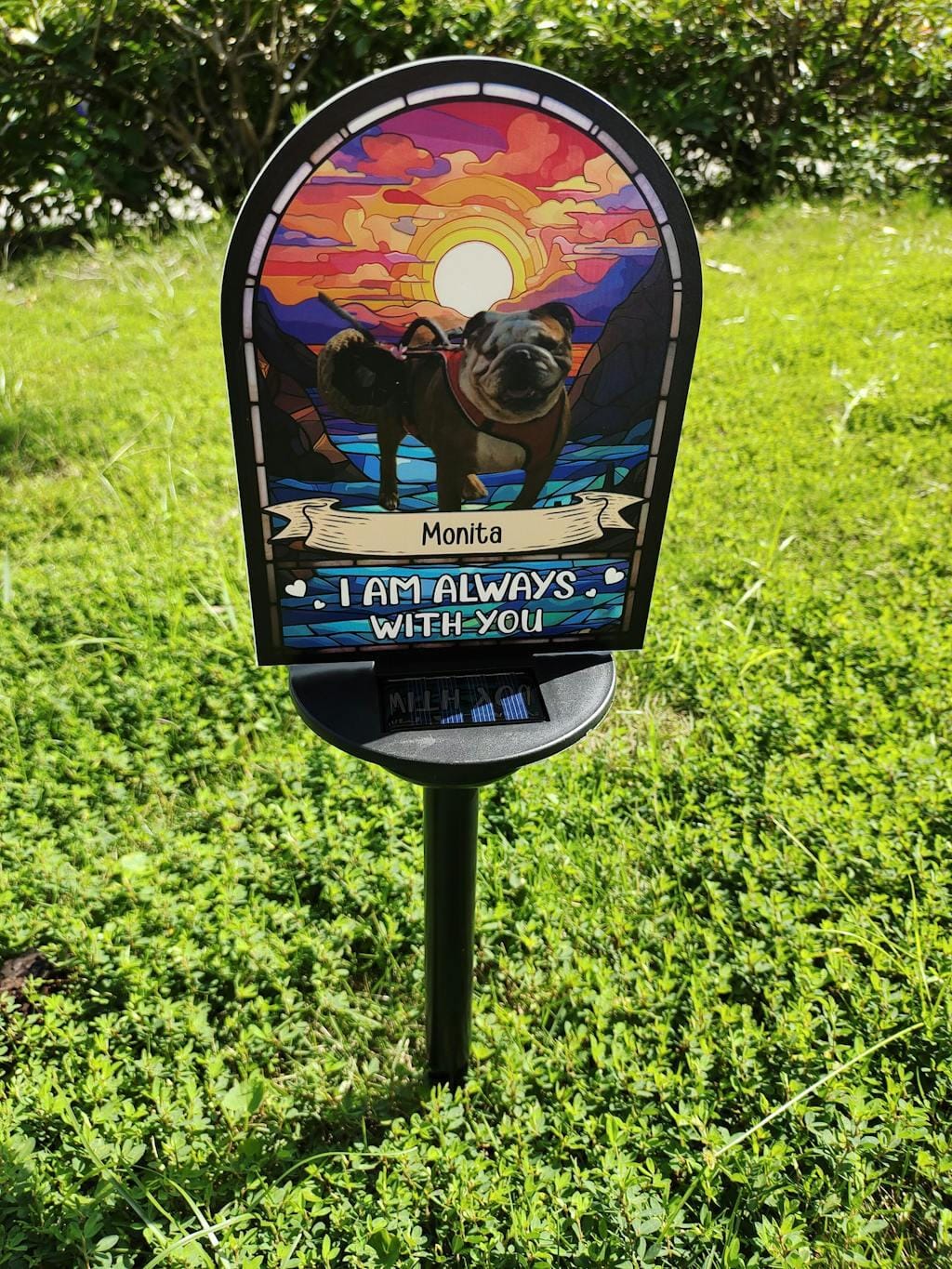 Customer photo review of Custom Loss of Pet I'm Always With You Photo Solar Garden Light, Personalized Pet Memorial Light, Pet Remembrance Gift, Pet Sympathy Gift SGL0005