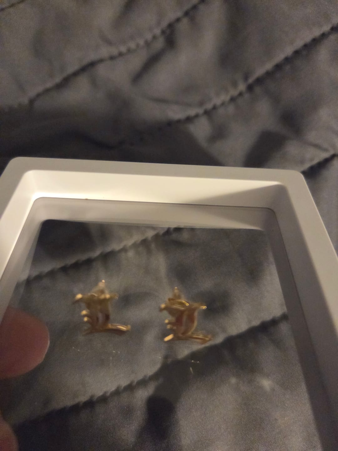 Customer photo review of Gothic Initial Earrings