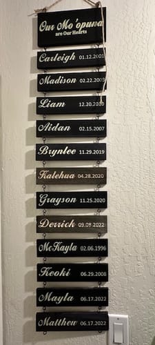 Customer photo review of Custom Name Slat (Engraved) - Add On For Existing Sign