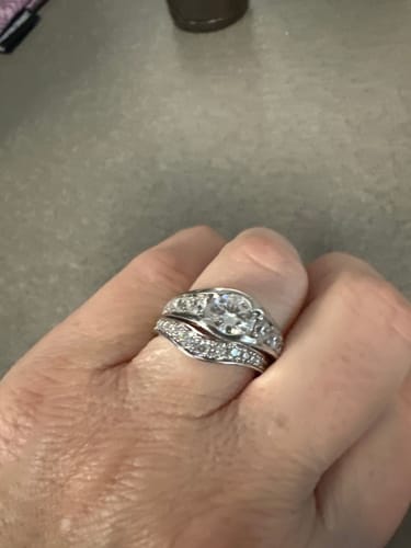Customer photo review of Bezel Round Moissanite Channel Euro Shank Engagement Ring