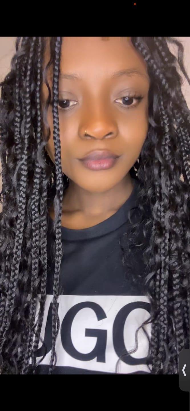 Customer photo review of Swiss HD Full Lace Human Hair Boho Curls 36" Knotless Boho Box Braided Wig