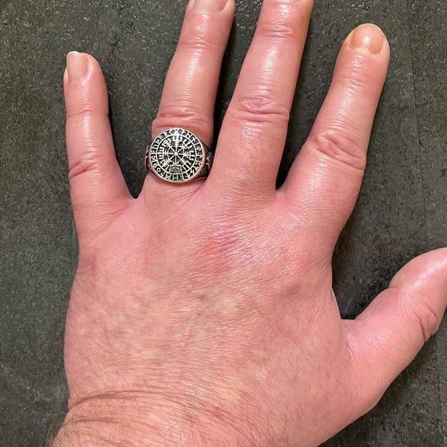 Customer photo review of 925 Sterling Silver Vegvisir Valknut Runes Viking Jewelry Ring