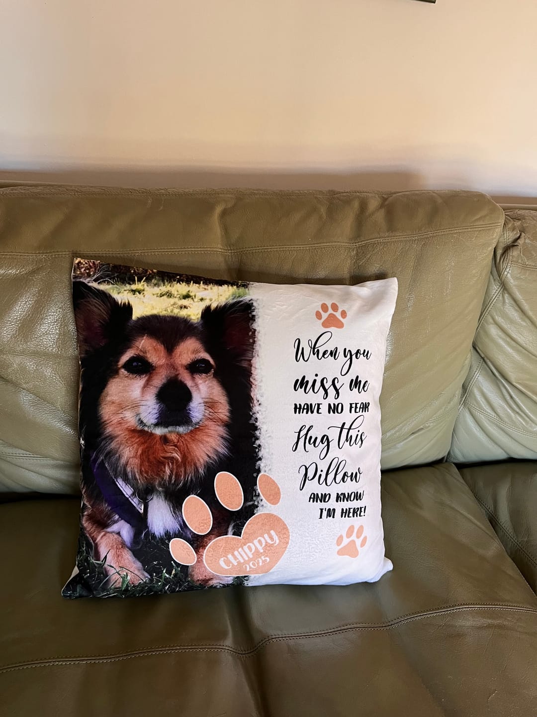 Customer photo review of When you miss me - Personalised Pillow
