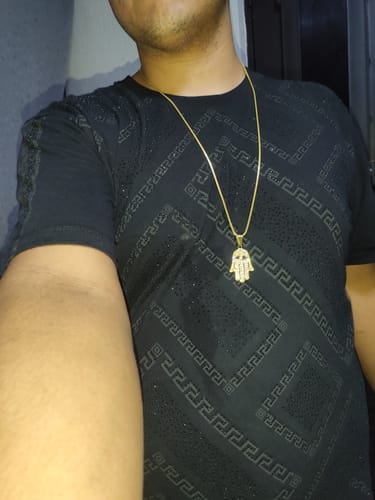 Customer photo review of 2mm 14k Gold Finish 925 Silver Franco Chain