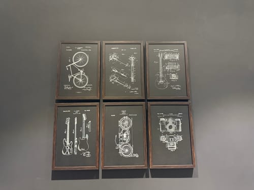 Customer photo review of Vintage Daily Use Men Patent Art Set of 6, Razor, Motorbike, Camera Blueprints
