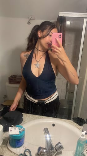 Customer photo review of TOP JULIET AZUL MARINO