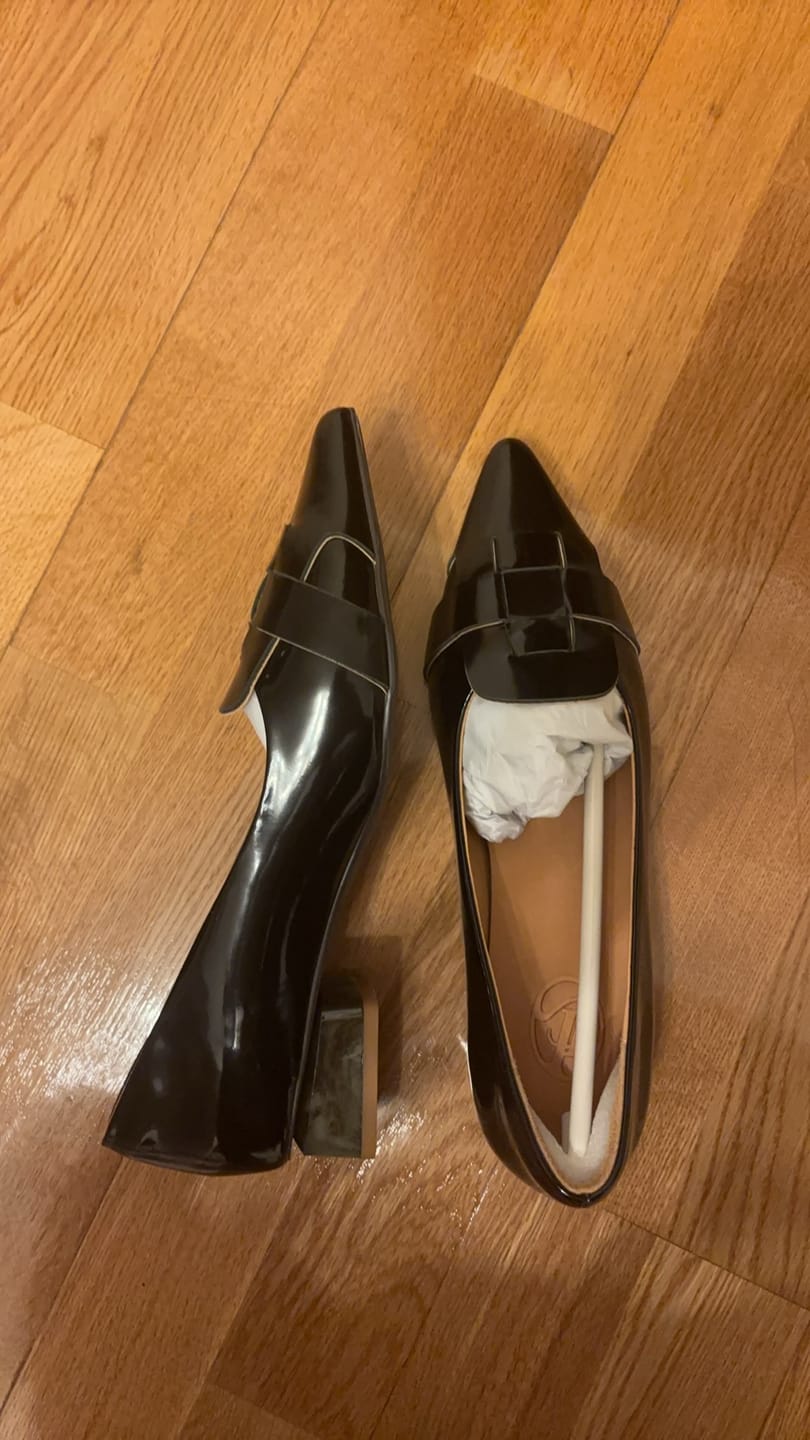 Customer photo review of Pointed Film-Coated Marble Pumps