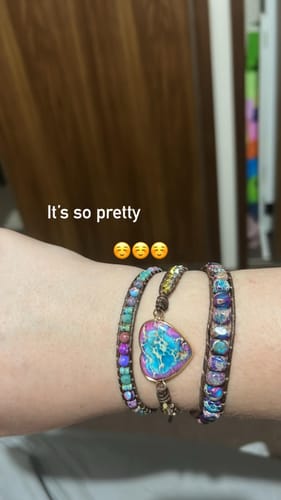 Customer photo review of Handmade Purple Jasper Heart Wrap Bracelet