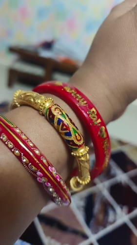 Customer photo review of Anmol Bandhan Gold Bangles –  Love & Togetherness crafted in Gold