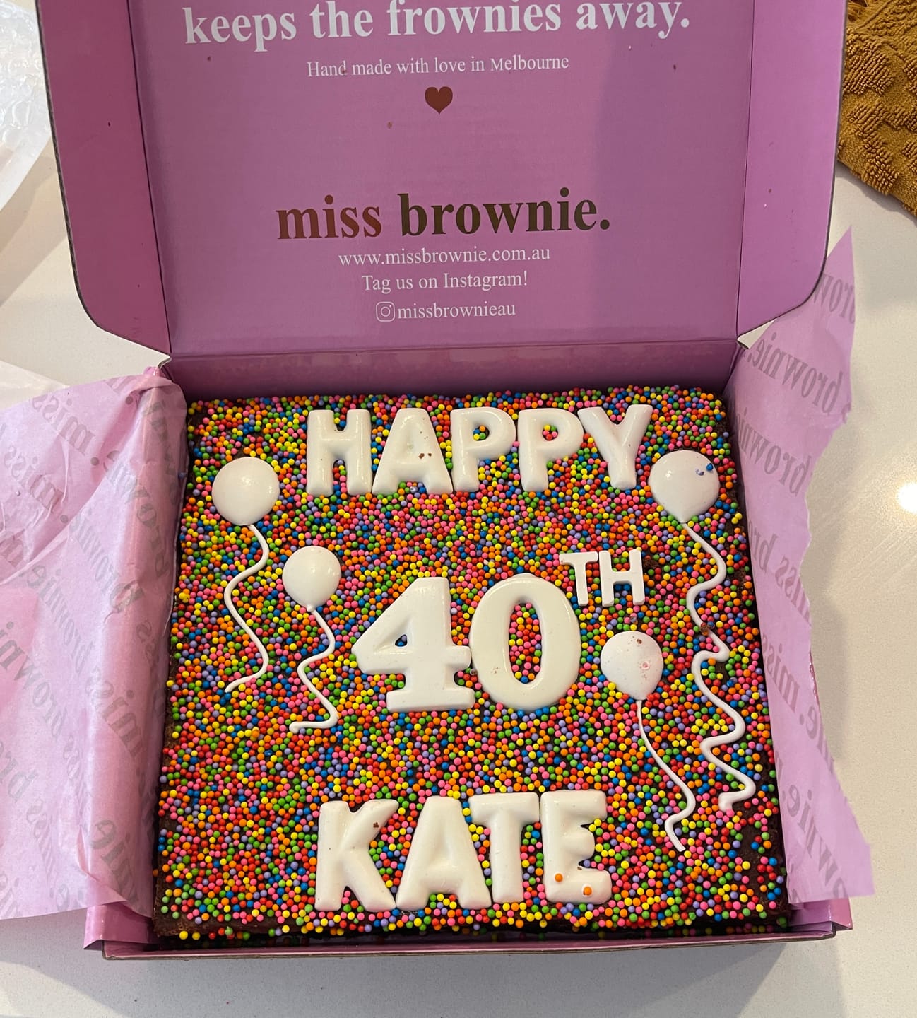 Customer photo review of Mini Custom Birthday Brownie