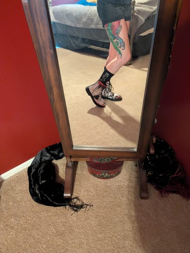 Customer photo review of Oops My Bad Boots - Vegan Leather Doc-Style Boots with Durable Stitched on Soles