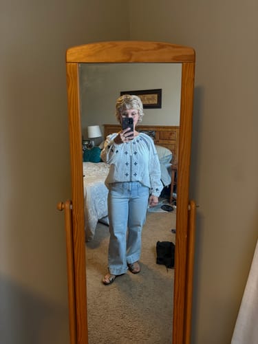 Customer photo review of Kancan Angelina Crop Flare Jean (Light Wash)