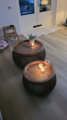 Customer photo review of Salontafel Arcadia - Rond - Mangohout - Set van 2