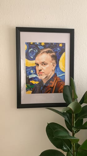 Customer photo review of "Man Portrait Starry Night" Paint by Numbers Kit