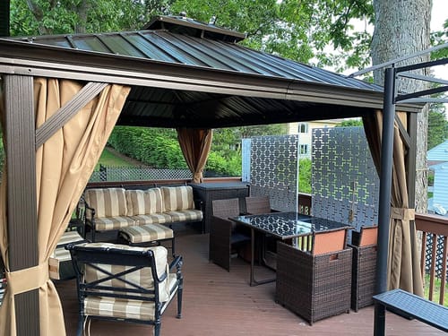 Customer photo review of Homrest 12' x 16' Hardtop Gazebo, Aluminum Frame Gazebos with Galvanized Steel Double Roof, Permanent Outdoor Metal Pavilion with Curtain and Netting for Patio, Lawn, Deck