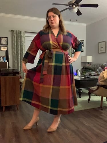 Customer photo review of TARA WRAP DRESS | MADRAS CHEX