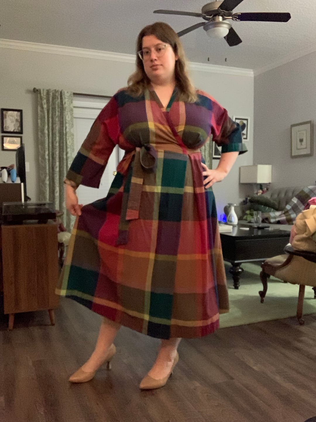 Customer photo review of TARA WRAP DRESS | MADRAS CHEX