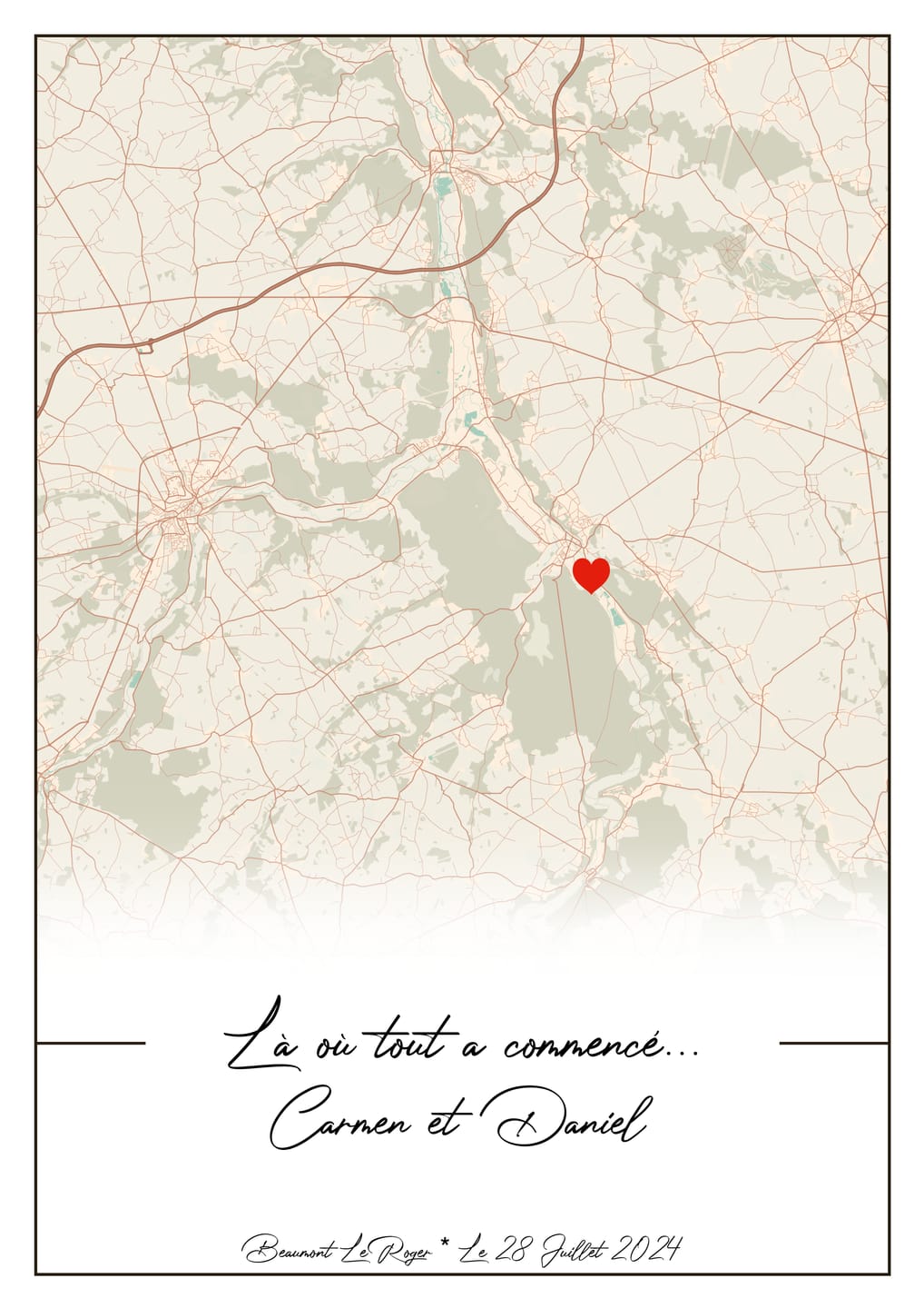 Customer photo review of Affiche Personnalisée Couple La où tout a commencé – Amour & Lieu De Rencontre