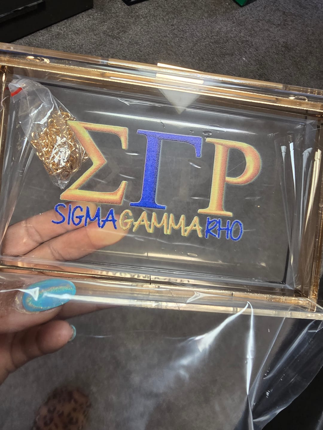 Customer photo review of Sigma Gamma Rho Stadium Clutch bag