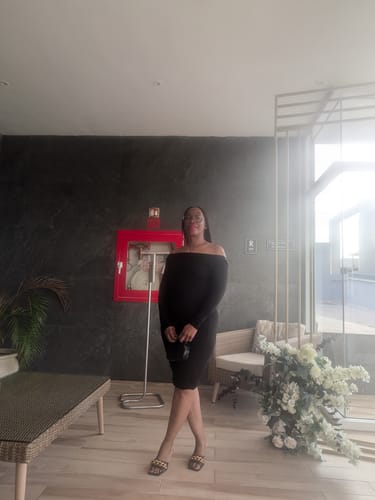 Customer photo review of NW Open Back Midi Dress