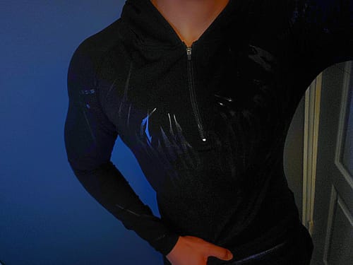 Customer photo review of Void Tech™ Hollow Knight hoodie Compression [DARKNESS]