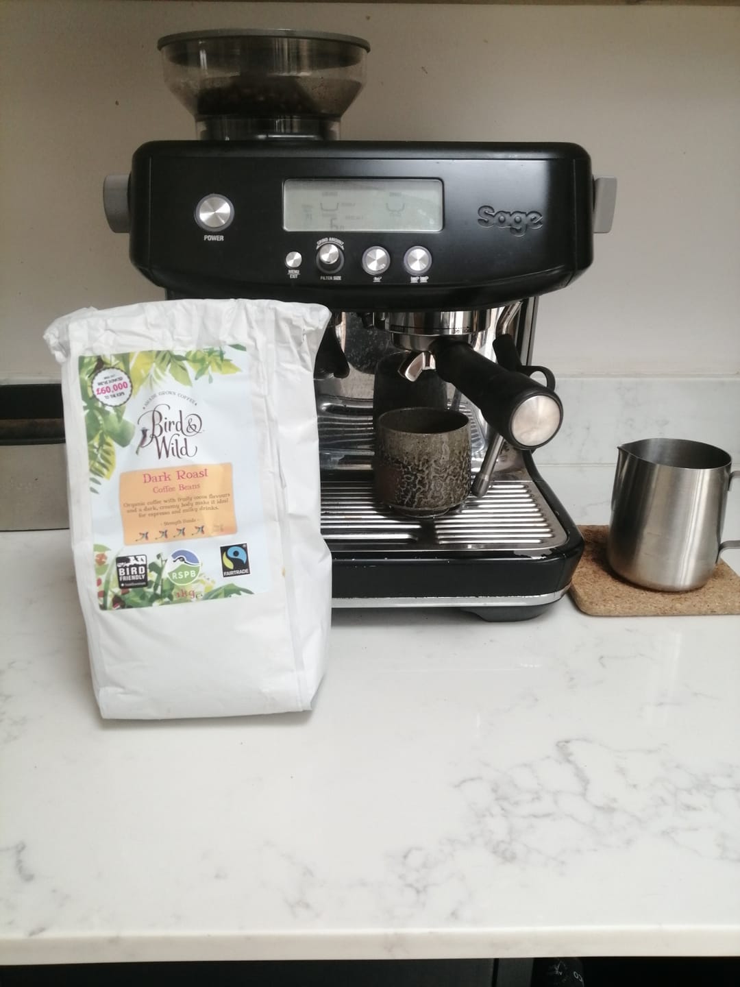 Customer photo review of Dark Roast Espresso Fairtrade Organic Coffee Beans 1 kg